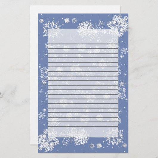 Wintry Snowflakes Border Lined Writing Paper Briefpapier (Voorkant / Achterkant)