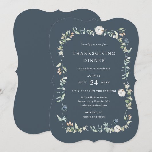 Wintry Thanksgiving Dinner Invitation Kaart (Voorkant / Achterkant)