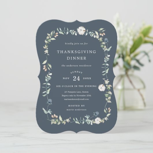 Wintry Thanksgiving Dinner Invitation Kaart (Staand voorkant)