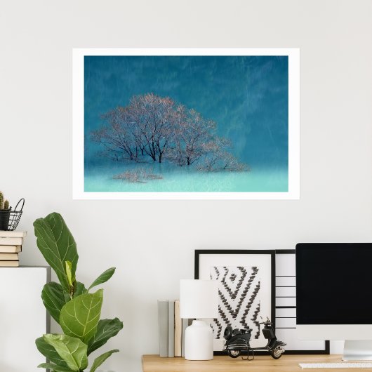 Wintry Trees Lake Reflection Poster (Thuiskantoor)