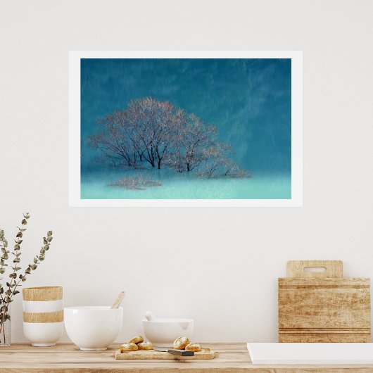 Wintry Trees Lake Reflection Poster (Keuken)
