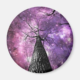 Wintry Trees Paars roze galaxy Skies Magneet