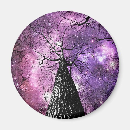 Wintry Trees Paars roze galaxy Skies Magneet (Voorkant)