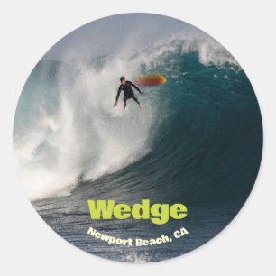 Wipe-out bij de Wedge, Newport Beach, Ca Ronde Sticker