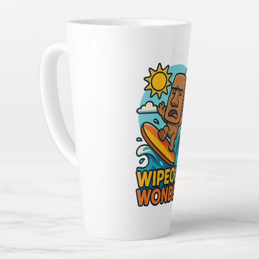 Wipeout Moai Chibi Surf mislukt Latte Mok (Linkerhoek)