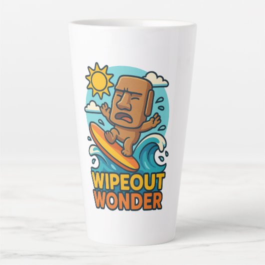 Wipeout Moai Chibi Surf mislukt Latte Mok (Voorkant)