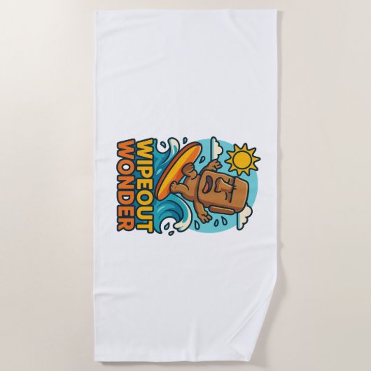 Wipeout Moai Chibi Surf mislukt Strandlaken (Voorkant)