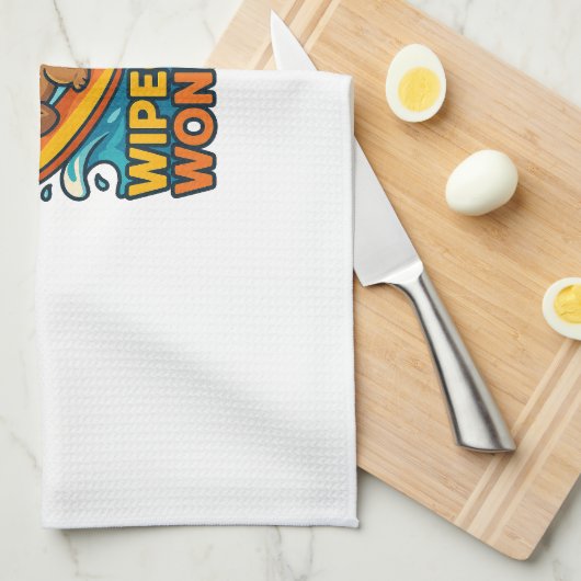 Wipeout Moai Chibi Surf mislukt Theedoek (Quarter Fold)