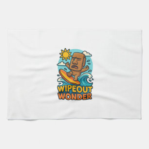 Wipeout Moai Chibi Surf mislukt Theedoek