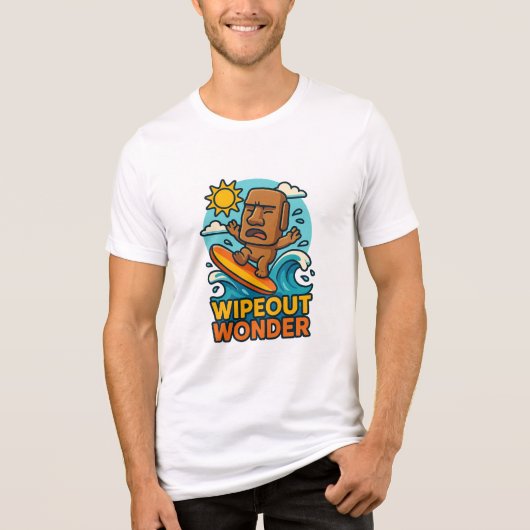 Wipeout Moai Chibi Surf mislukt Tri-Blend Shirt (Voorkant)