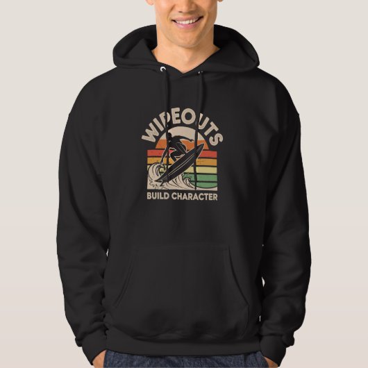 Wipeouts bouwen karakter grappig surfen hoodie (Voorkant)