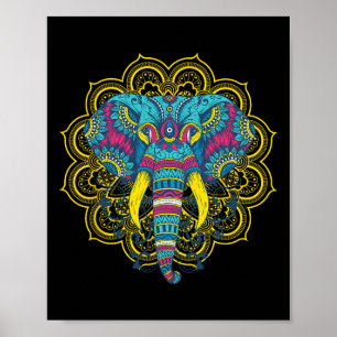 Wir Lieben Olifanten Olifant Mandala Patroon Indi Poster