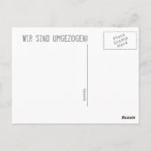 Wir sind umgezogen! - Postkarte (Vogelhaus) Briefkaart (Achterkant)