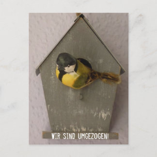 Wir sind umgezogen! - Postkarte (Vogelhaus) Briefkaart