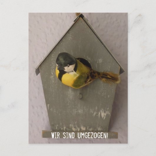 Wir sind umgezogen! - Postkarte (Vogelhaus) Briefkaart (Voorkant)