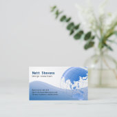 Wire Blue Wereldbol Azië Australië Visitekaartje (Staand voorkant)