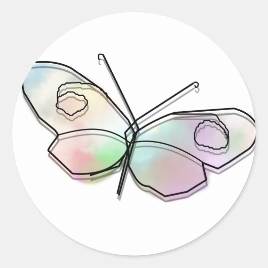 Wire Butterfly Ronde Sticker (Voorkant)
