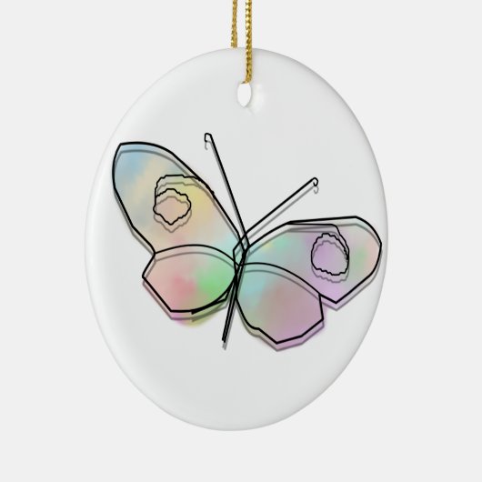 Wire Butterfly Round Keramisch Ornament (Rechts)