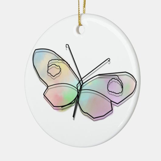 Wire Butterfly Round Keramisch Ornament (Links)