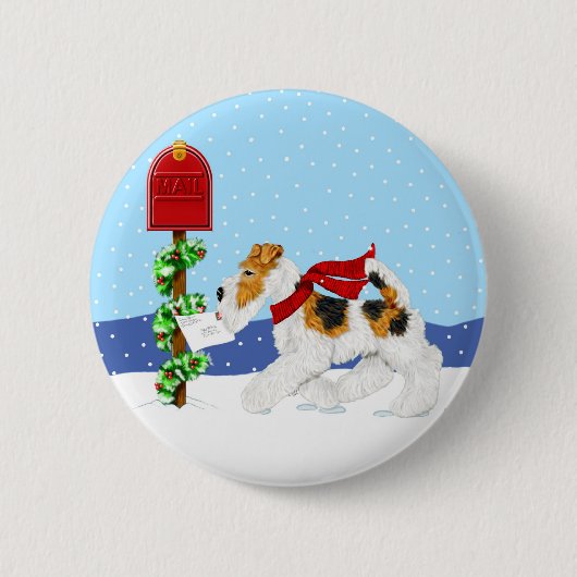 Wire Fox Kerstmail Ronde Button 5,7 Cm (Voorkant)