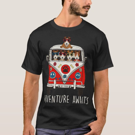 Wire Fox Terrier Adventure wacht op Artwork T-shirt (Voorkant)