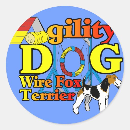 Wire_Fox_Terrier_Agility_ Ronde Sticker (Voorkant)