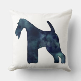 Wire Fox Terrier Black Waterverf Silhouette Kussen
