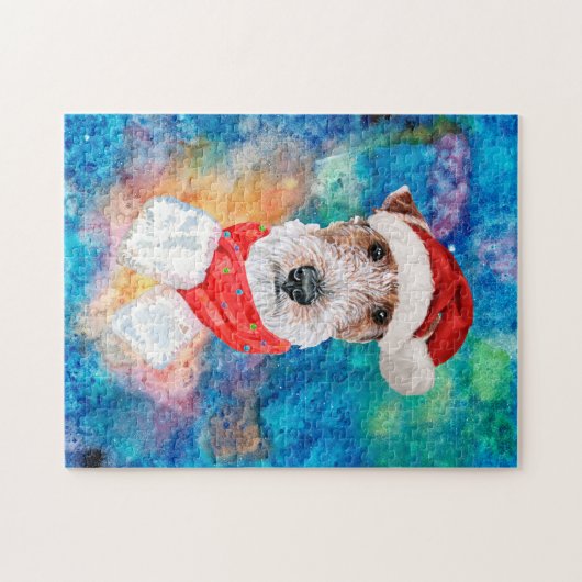 Wire Fox Terrier Breed Dog Kerstmis Legpuzzel (Horizontaal)