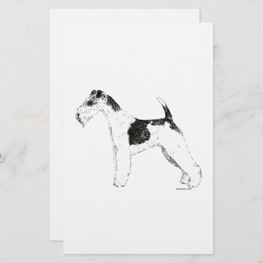 Wire Fox Terrier Briefpapier (Voorkant / Achterkant)