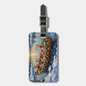 Wire Fox Terrier Christmas Boat Holiday Bagagelabel (Voorkant verticaal)