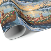 Wire Fox Terrier Christmas Boat Holiday Cadeaupapier (Rol Hoek)