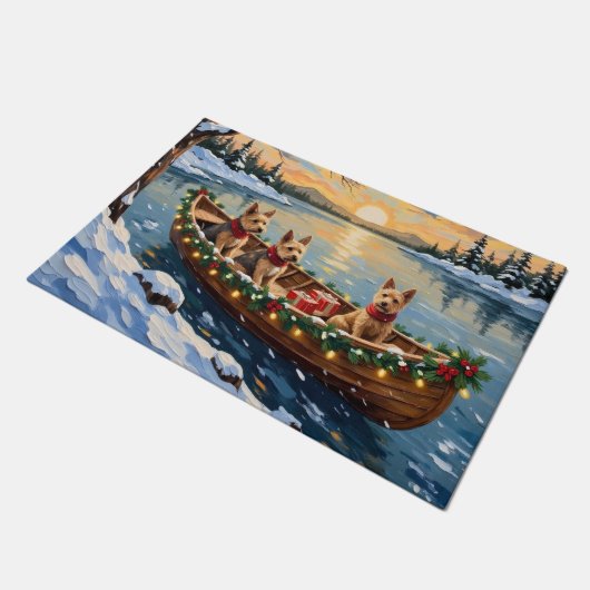 Wire Fox Terrier Christmas Boat Holiday Deurmat (Schuin)