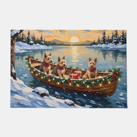 Wire Fox Terrier Christmas Boat Holiday Deurmat (Voorkant)
