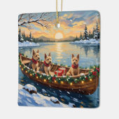 Wire Fox Terrier Christmas Boat Holiday Keramisch Ornament (Links)