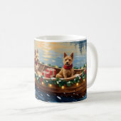 Wire Fox Terrier Christmas Boat Holiday Koffiemok (Voorkant rechts)