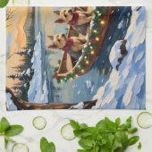 Wire Fox Terrier Christmas Boat Holiday Theedoek (Gevouwen)