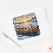 Wire Fox Terrier Christmas Boat Holiday Vierkante Sticker (Envelop)