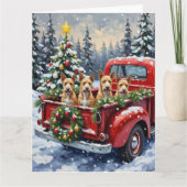 Wire Fox Terrier Christmas Red Truck Holiday Gift Kaart (Voorkant)