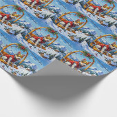 Wire Fox Terrier Christmas Ski Lift Adventure Cadeaupapier (Hoek)