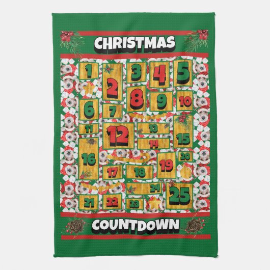 Wire Fox Terrier Countdown Kerstmis Advent Honden Theedoek (Verticaal)