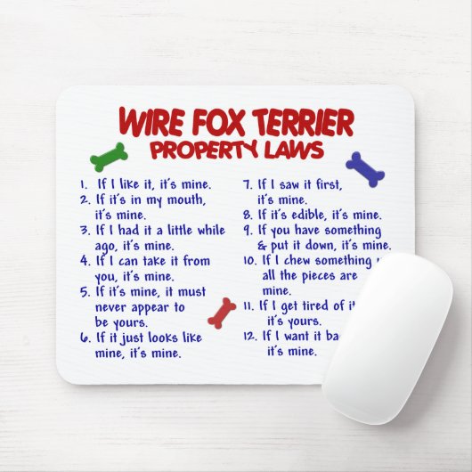 WIRE FOX TERRIER de Wetten van het Bezit 2 Muismat (Met muis)