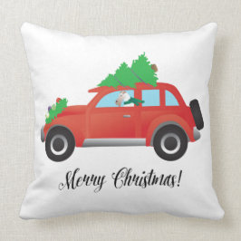 Wire Fox Terrier die een kerstauto bestuurt Kussen