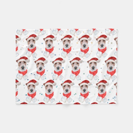 Wire Fox Terrier Dog Breed Christmas Stars Fleece Deken (Voorkant (Horizontaal))