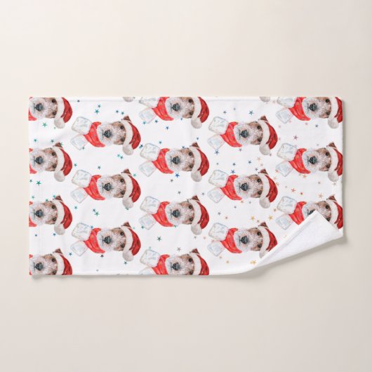 Wire Fox Terrier Dog Breed Christmas Stars Handdoek (Handdoek)