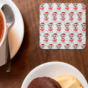 Wire Fox Terrier Dog Breed Christmas Stars Kartonnen Onderzetters