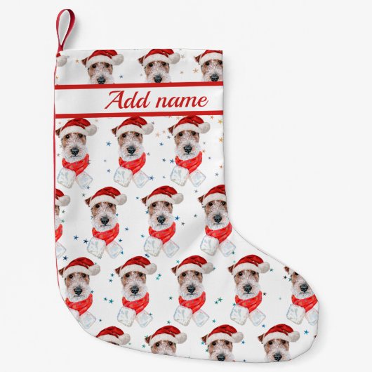 Wire Fox Terrier Dog Breed Christmas Stars Kleine Kerstsok (Voorkant)