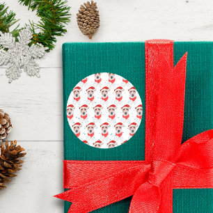 Wire Fox Terrier Dog Breed Christmas Stars Ronde Sticker