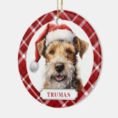 Wire Fox Terrier Dog Ceramic Circle Ornament (Links)