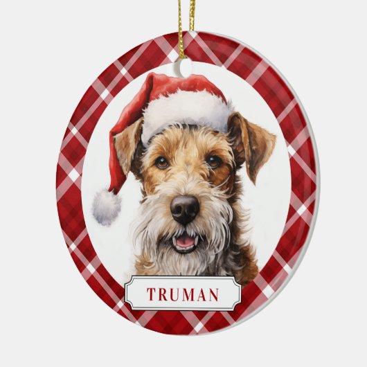 Wire Fox Terrier Dog Ceramic Circle Ornament (Links)