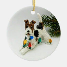 Wire Fox Terrier Dog Ceramic Ornament
